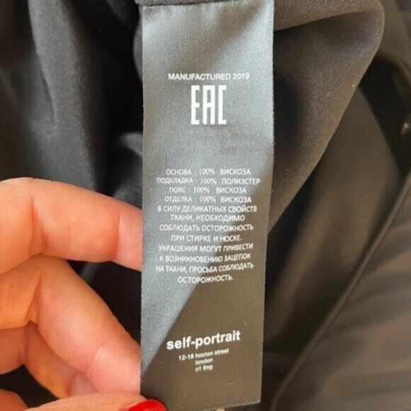 Self Portrait Wide Leg Black Satin Jumpsuit - Picture 10 of 12